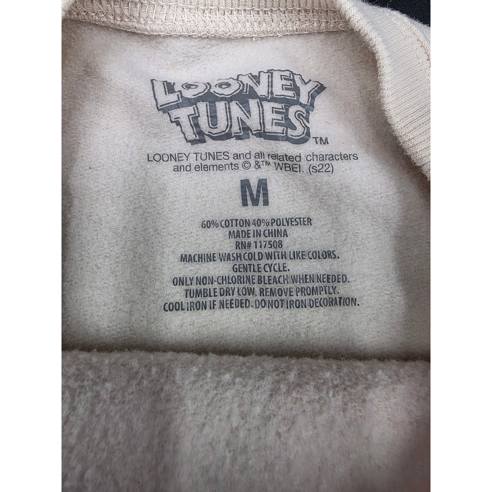 Looney Tunes‎ Crewneck Sweatshirt Bugs Bunny Taz Daffy Bird Cartoon M Medium - Picture 7 of 15